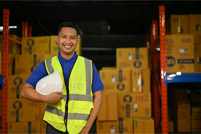 Auxiliar de Logística Homem no trabalho
