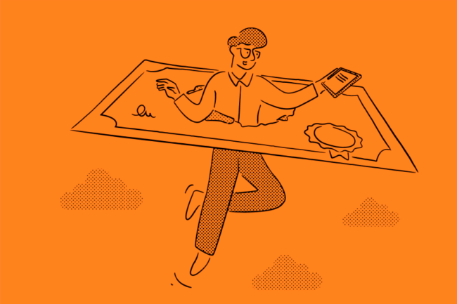 10_blog ilustração de um homem perfurando o curriculo com o corpo